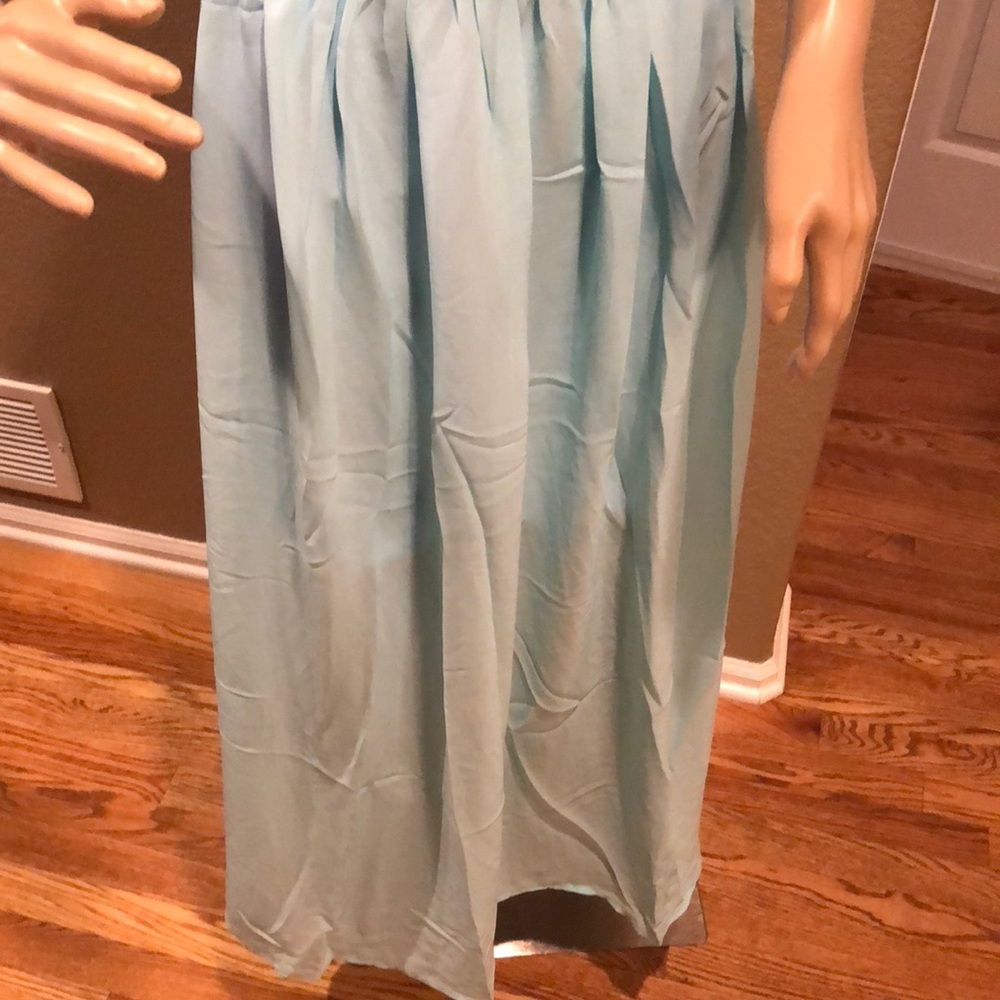 Blue and Black Faux Leather Sleeveless Maxi Dress - Picture 3 of 5